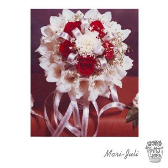 Imagen de Ref.FMJ0058.Ramo de Novia Bouquet en tonos rojos y blanco.