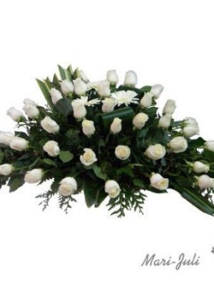 Ref.FMJ1006.Centro de funeral de rosas blancas.