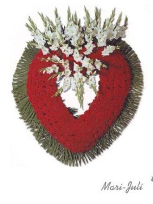 Ref.FMJ0087.Corazón Funerario en tonos rojos .