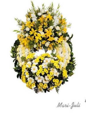 Ref.FMJ0002.Corona Clásica de Doble Cabecero en tonos amarillos y blancos.