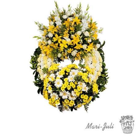 Ref.FMJ0002.Corona Clásica de Doble Cabecero en tonos amarillos y blancos.