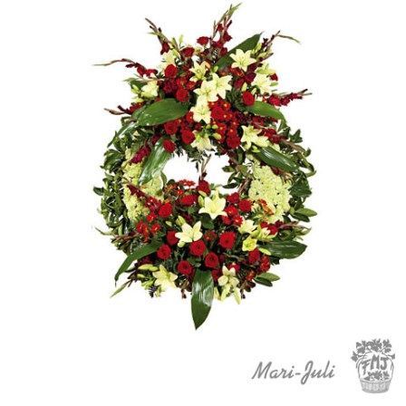 Ref.FMJ0007.Corona Especial de Doble Cabecero de Rosa y Lilium.