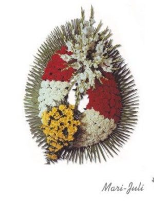 Ref.FMJ0094.Corona Funeraria con colores rojos y blancos y amarillos.