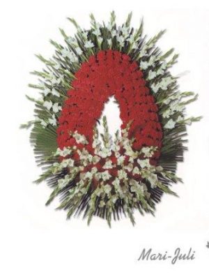 Ref.FMJ0096.Corona Funeraria con colores rojos y blancos.