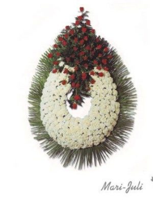 Ref.FMJ0097.Corona Funeraria con tonos rojos y blancos .