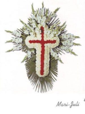 Ref.FMJ0031.Cruz Blanca con Adornos Rojos.