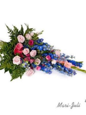 Ref.FMJ0024.Ramo Funerario de en tonalidades rosa y azúl.