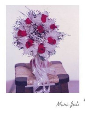 Ref.FMJ0056.Ramo de Novia Bouquet en tonos rosados y rojos.