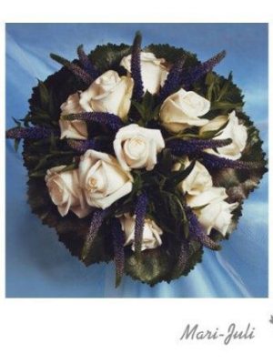Ref.FMJ0066.Ramo de Novia Bouquet en tonos verdes, morados y blancos .