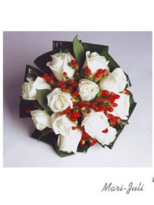 Ref.FMJ0071.Ramo de Novia Bouquet en tonos blancos y rojos.