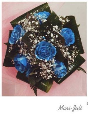 Ref.N0003.Ramo de novia rosas teñidas azules.