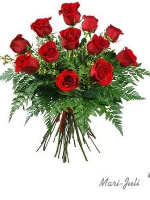 Ref.FMJ0015.Ramo de 12 Rosas Rojas con tallo de 70 cm.
