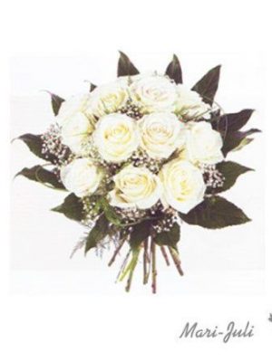 Ref.R0008.Ramo 12 Rosas blancas de tallo 70 cm