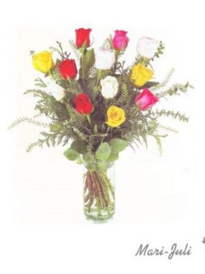 Ref.R0013.12 Rosas multicolor de tallo largo.