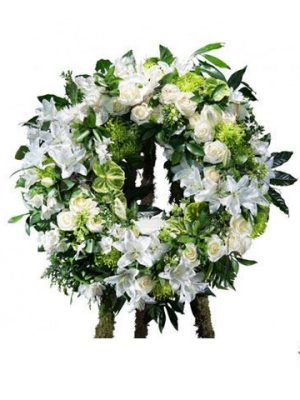 Ref.FMJ0121.Corona en tonos blancos y verdes.