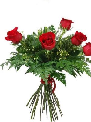 Ref.FMJ00100.Ramo 5 Rosas Rojas de tallo 70 cm