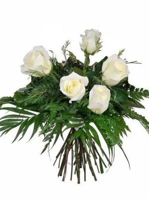 Ref.FMJ00101.Ramo 5 Rosas Blancas de tallo 70 cm